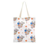 WDdZzyy Sac fourre-tout hippopotame drôle en toile avec cœur blanc et orange