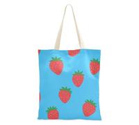 WDdZzyy Sac fourre-tout plat en toile avec motif de fraises mignonnes pour femmes, sacs fourre-tout en toile en vrac