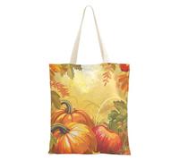 WDdZzyy Sacs fourre-tout réutilisables en forme de citrouille d'automne pour femme avec poches avec poignées, cadeau d'anniversaire en vrac