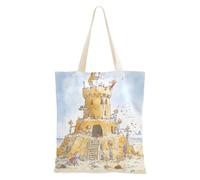 WDdZzyy Sandcastle Being Built Sac fourre-tout en toile pour cadeaux de Noël