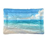WDdZzyy Summer Beach Blue Waves Lit lavable pour chien et chat antidérapant doux confortable pour chiens de grande, moyenne et petite taille 91,4 x 61 cm