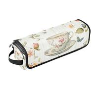 WDdZzyy Summer Vintage Peach Cups Roses Hair Tools Travel Bag with Iron Mat Waterproof Hair Tools Travel Organizer for Flat Iron Hot Tools and Haircare Accessories, Summer Vintage Peach Cups Roses, 1