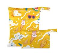 WDdZzyy Summer Yellow Ice Cream Lot de 2 sacs à langer lavables avec poignées pour piscine