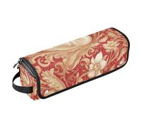 WDdZzyy Swan Organiseur 2 en 1 pour outils de cheveux et tapis résistant à la chaleur avec fermeture éclair étanche pour fer plat, outils chauds et accessoires de soins capillaires, cygne rouge doré