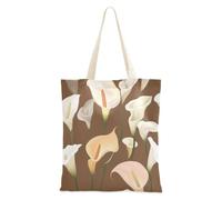WDdZzyy Sweet Calla Lily Flower Sac fourre-tout en toile marron pour femme avec poches avec poignées réutilisables Cadeaux de Noël