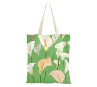 WDdZzyy Sweet Calla Lily Flower Sac fourre-tout en toile verte pour femme avec poches avec poignées réutilisables en toile cadeaux de Noël