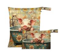 WDdZzyy Sweet Pet Pig Lot de 2 accessoires de bain rétro à voler avec poignées