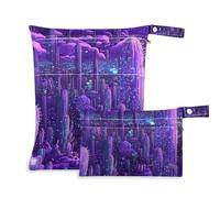 WDdZzyy Techno Cactus Lot de 2 sacs à couches réutilisables avec poignées pour la plage Violet