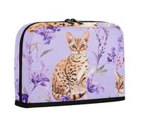 WDdZzyy Trousse à crayons amusante avec motif de chats Savannah - Grande capacité - Multifonction - Organiseur de bureau pour adolescents, école, violet