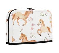 WDdZzyy Trousse à crayons blanche de grande capacité avec motif cheval mignon - Boîte de rangement robuste pour étudiant ou bureau