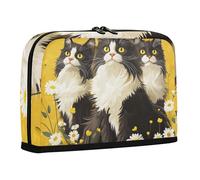 WDdZzyy Trousse à crayons en bois norvégien mignonne avec chat de dessin animé - Grande capacité - Trousse de maquillage debout - Fournitures scolaires - Pour adolescents, garçons