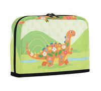 WDdZzyy Trousse à crayons mignonne de dinosaure de dessin animé, grande capacité, sac de rangement droit, étui robuste, porte-stylo pour enfants, fournitures scolaires, vert