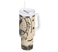 WDdZzyy Western Cowboy Dream Catcher Gobelet sous vide avec couvercle à paille - Bouteille d'eau avec sangle - Tasse à café isotherme réutilisable pour l'eau, le thé glacé ou le café