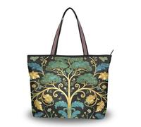 WDdZzyy William Morris Green Life Tree Sac à main en tissu de soie avec fermeture éclair pour femme, William Morris Arbre de vie vert, Medium