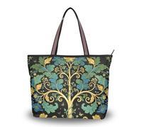 WDdZzyy William Morris Green Life Tree Sac à main en tissu de soie avec fermeture éclair pratique pour femme, William Morris Arbre de vie vert, Medium