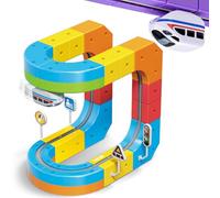 Wdebay KlickRail Kit de chemin de fer électrique 32 pièces avec voitures motorisées et mises en page 3D incorporées antigravitationnelle Jouet modulaire pour enfants 3-8 ans 3-5, 6-7 ans