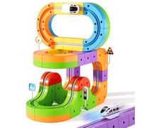 Wdebay KlickRail Kit de chemin de fer électrique 48 pièces avec voitures motorisées et mises en page 3D incorporées antigravitationnelle Jouet modulaire pour enfants 3-8 ans 3-5, 6-7 ans