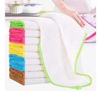 WDEC 10 Pièces Serviette De Cuisine en Fibre De Bambou, Chiffons de Nettoyage Écologiques, Chiffon pour Vaisselle, Chiffons Absorbants pour Le Ménage, Lingettes Bambou Lavables en Machine 30 x 30cm