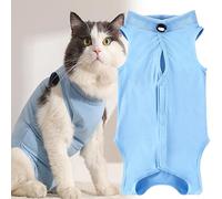 WDEC M 2.5-3.5kg Cat Professionnel Restauration Convient pour abdominaux Collerette des plaies ou des Maladies de la Peau, Gilet Chat Anti lechage, après la Chirurgie Porter (Bleu)