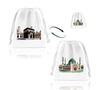 WDFCN Lot de 2 sacs de rangement en coton avec cordon réglable, idéal pour les perles de prière, les cartes Dua, les galets, 10 x 14 cm