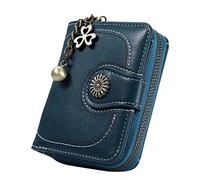 Wdfnexalai Portefeuille de type court en cuir synthétique avec fermeture éclair pour femme, bleu, 5x9x3.5cm/1.97x3.54x1.38 Inch, comme description
