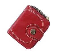 Wdfnexalai Portefeuille de type court en cuir synthétique avec fermeture éclair pour femme, rouge vin, 5x9x3.5cm/1.97x3.54x1.38 Inch, comme description
