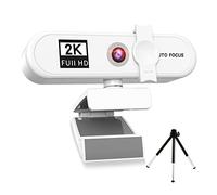 Wdfnexalai Webcam d'ordinateur à mise au point automatique HD USB en ligne réglable avec microphone filaire de remplacement externe Webcam Caméscope Blanc 2K