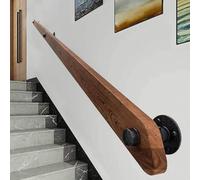 WDFYM Main Courante d'escalier Universelle intérieure extérieure, Mains courantes d'escalier en Bois antidérapantes, kit Complet, avec 2 Supports Fixes en Fer, Contre Le Mural(320cm/10.5ft/126in)