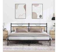 WDGJJFECNMUEHI Acier Robuste avec tête de lit Brun 193x201 cm | Cadre de lit sans matelas chêne somona 193x201 cm avec tête de et sommier à lattes, en acier robuste, espace de rangement