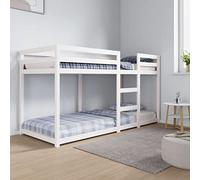 WDGJJFECNMUEHI Pin Massif avec Garde Corps lit superposé Blanc 80x200 cm | Lit superposé sans matelas blanc 80x200 cm bois de pin massif cadre lit mezzanine enfants adultes chambre espace limité