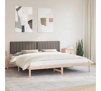 WDGJJFECNMUEHI Pin Massif tête de lit Effet Lin Lavable Taupe 200 x 200 cm | Cadre de lit avec tête de lit rembourrée Taupe 200x200 cm en pin massif, literie empereur avec housse lavable, sans sommier