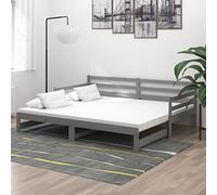 WDGJJFECNMUEHI Pin Massif Transformable lit Coulissant 2x90x200 cm Gris | Lit Coulissant 2x90x200 cm en Pin Massif Gris Canapé Lit d'Appoint avec Barrière de Sécurité pour Invités Salon