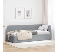 WDGJJFECNMUEHI Tissu Forme en L Gris Clair 80 x 200 cm | Cadre de lit d'angle Gris clair 80 x 200 cm tissu canapé lit escamotable gain de place avec sommier à lattes pour petit