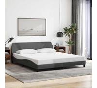 WDGJJFECNMUEHI Tissu Respirant Durable avec tête de lit Gris 180x200 cm | Cadre de lit Dover gris foncé 180x200 cm tissu avec tête de sommier à lattes métal et pin, robuste et élégant pour chambre