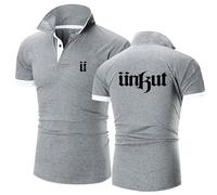 WDGYZZXJ Polos Confortables pour Hommes pour Unkut Vêtements De Sport À Séchage Rapide Coutures Imprimées Boutons À Demi-Manches Doux À Manches Courtes Col-Light Gray||L