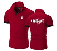 WDGYZZXJ Polos Confortables pour Hommes pour Unkut Vêtements De Sport À Séchage Rapide Coutures Imprimées Boutons À Demi-Manches Doux À Manches Courtes Col-Wine Red||XXL