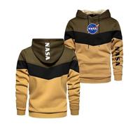 WDGYZZXJ Sweat À Capuche Couleur Collision pour Hommes pour La NASA Printemps Automne Manteau Veste À Capuche À Manches Longues Vêtements De Sport Pulls Sweats-Khaki||XXL