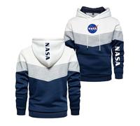 WDGYZZXJ Sweat À Capuche Couleur Collision pour Hommes pour La NASA Printemps Automne Manteau Veste À Capuche À Manches Longues Vêtements De Sport Pulls Sweats-White||S