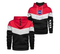 WDGYZZXJ Sweat À Capuche Couleur Collision pour Hommes pour La NASA Printemps Automne Manteau Veste À Capuche À Manches Longues Vêtements De Sport Pulls Sweats-Red||L