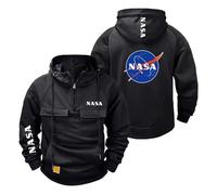 WDGYZZXJ Sweat À Capuche D'entraînement pour Hommes Survêtement pour N.A.S.A Graphic Uni Veste Baggy Demi-Zip Sweat À Capuche Printemps Automne Manteau Manches-HeiS||S