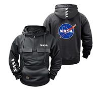 WDGYZZXJ Sweat À Capuche D'entraînement pour Hommes Survêtement pour N.A.S.A Graphic Uni Veste Baggy Demi-Zip Sweat À Capuche Printemps Automne Manteau Manches-SHS||XL