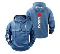 WDGYZZXJ Sweat À Capuche pour Homme pour SU.ZU.K.I Vestes D'entraînement Imprimées Demi-Fermeture Éclair Hauts Unis Sweat À Capuche Printemps Automne-LanS||M