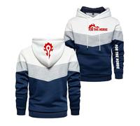 WDGYZZXJ Sweats À Capuche À Manches Longues pour Hommes pour La Horde Vestes De Sport Couture Sweat-Shirt Imprimé Pull Vêtements De Sport Manteaux À Capuche Hauts-White||XL