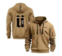 WDGYZZXJ Sweats À Capuche pour Hommes pour U.n.k.u.t Vêtements De Sport À Capuche Printemps Automne Vêtements D'extérieur Hauts Veste Demi-Zip Sweat À Capuche-Khaki||XXL