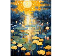WDHBI HEKA Art Mural de Paysage coloré Peinture sur Toile de Paysage Fleurs et Impressions au Clair de Lune Affiches de Style Moderne pour la décoration de la Maison Photo 60x80cmx1 Non encadré