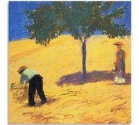 WDHBI HEKA August Macke Décoration murale arbre dans un champ de maïs Impression sur toile de style rétro pour salon 40 x 40 cm x 1 sans cadre