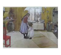 WDHBI HEKA Carl Larsson Affiche Art Mural Moderne Impressions Célèbres Carl Larsson Exposition Photo 《Chaton Blanc》 Peinture sur Toile pour Décoration Intérieure 60X80cmx1 sans Cadre