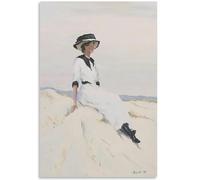 WDHBI HEKA Célèbre Affiche d’Edith Hacon Femme en Jupe Blanche Art Mural Peinture rétro sur Toile Imprimé Edith Hacon pour la décoration du Salon Image 60x90cmx1 NO Cadre