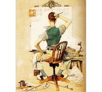 WDHBI HEKA Célèbres Norman Rockwell Posters The Think Wall Art Rétro Toile Peinture Norman Rockwell Impressions pour Décor D’intérieur Photos 15X20cmx1 sans Cadre