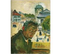 WDHBI HEKA Edvard Munch Poster《Autoportrait à Bergen》 Art Mural Edvard Munch Imprime Peinture Moderne pour la décoration intérieure Photo 55x75cmx1 sans Cadre